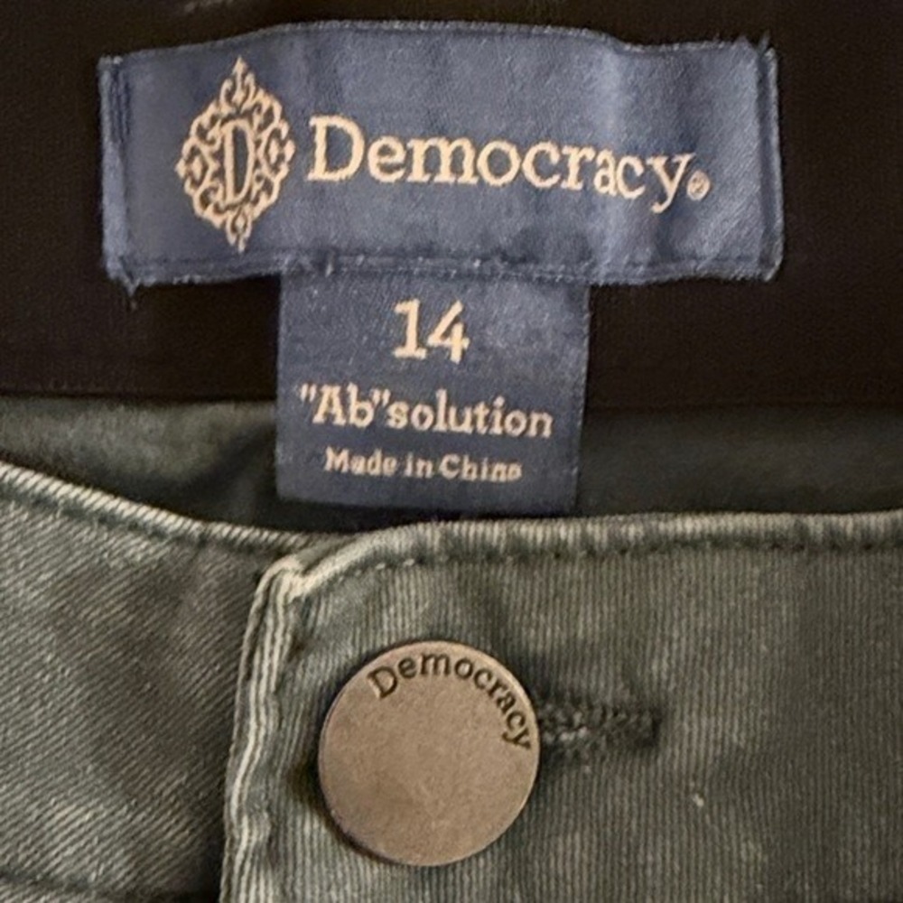 Democracy Absolution Womens 14 Gray Crop Pants Scallop Raw Hem High Rise - Picture 2 of 10
